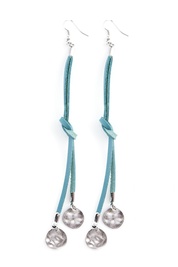 Knotted Earrings with Metal Charms in Teal  
