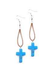 Blue Howlite Cross Earrings 