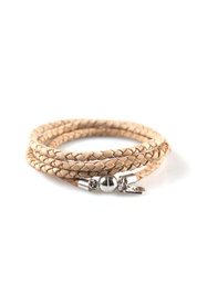 Braided Leather Wrap in Beige 